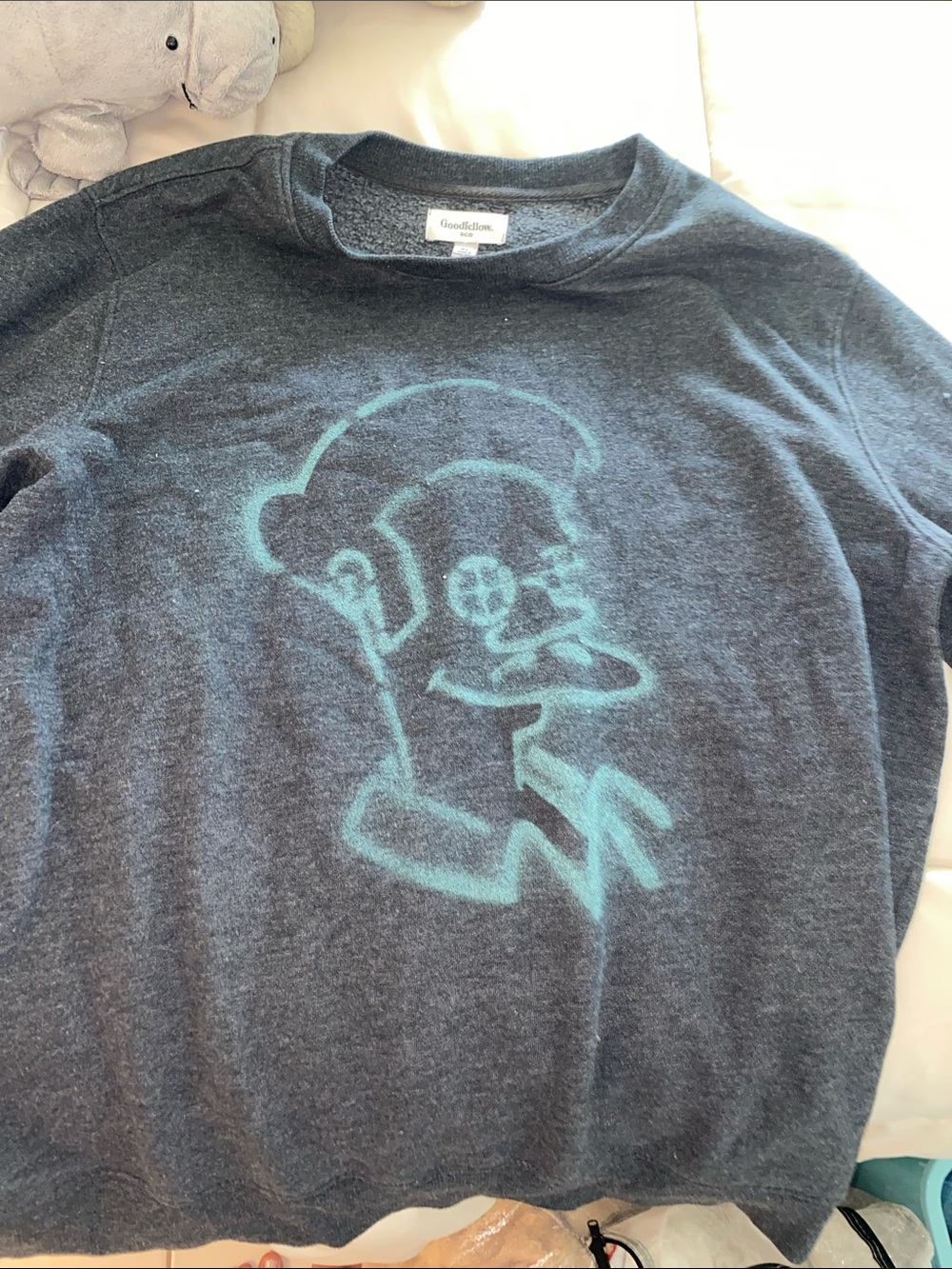 Goodfellow & Co Heather Charcoal Sweatshirt with Teal Graphic
